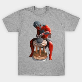 Ogre Spinning Japanese Pots Fantasy Image T-Shirt